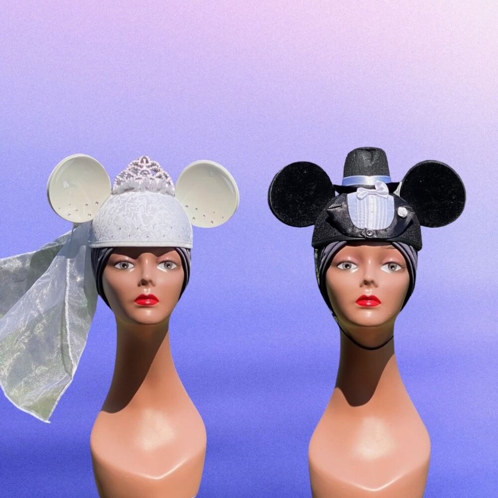 Disney Wedding Disney World Mickey Mouse Hat Bride and Groom